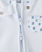 Baby Floral 2-Way Zip Ribbed Sleep & Play Pajamas, image 3 of 6 slides