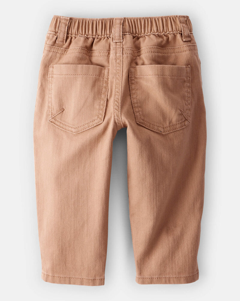 Baby Boy  Tapered 100% Cotton Twill Pants - Tan, image 2 of 4 slides