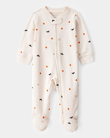 Baby Halloween 2-Way Zip Cotton Sleep & Play Pajamas - Ivory, 