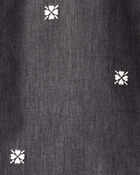 Toddler Girl Floral Motif Chambray Long-Sleeve Dress - Grey, image 3 of 5 slides