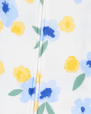 Baby Girl Floral Waffle Knit Footie 1-Piece Pajamas, 