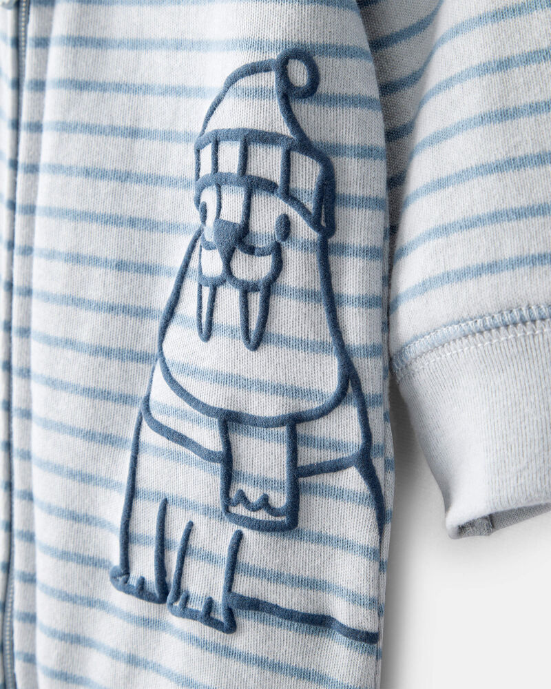 Baby Boy Walrus 100% Cotton Long-Sleeve Snug Fit Sleep & Play Pajamas - Blue, image 3 of 5 slides