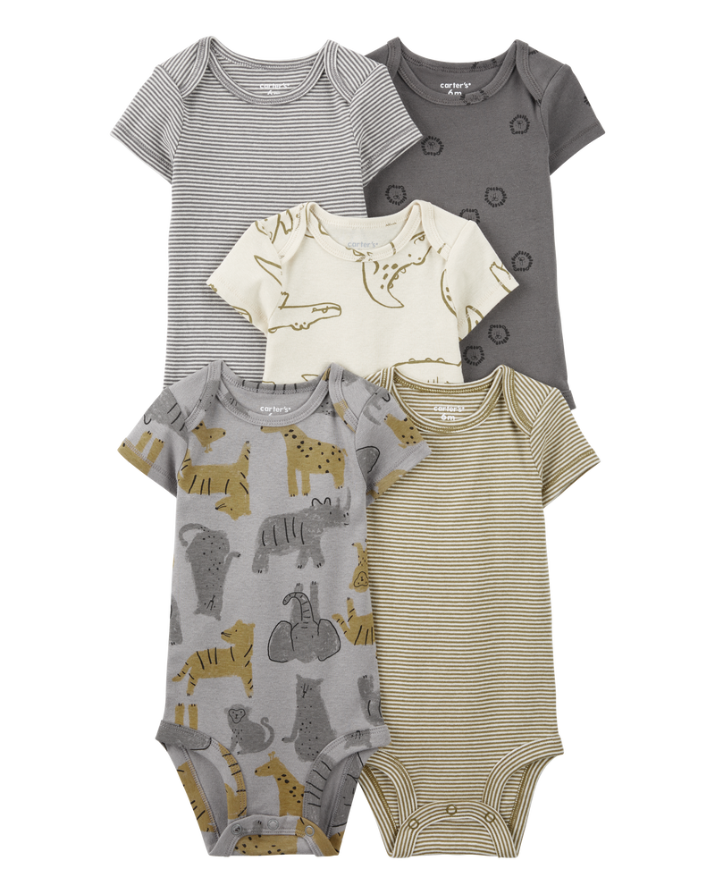 Baby Boy 5-Pack Striped Alligator Short-Sleeve Bodysuits, image 1 of 8 slides