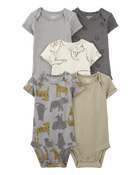 Baby Boy 5-Pack Striped Alligator Short-Sleeve Bodysuits, image 1 of 8 slides