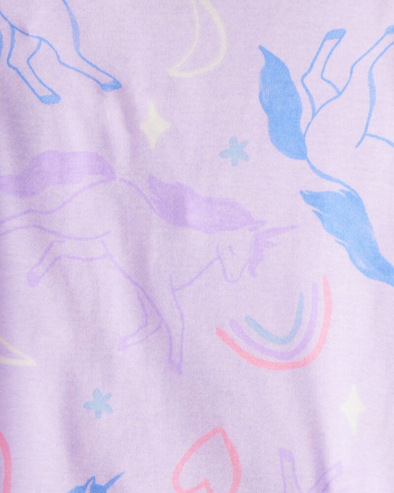 Baby Girl Unicorn Print Snug Fit Cotton 4-Piece Pajamas, image 3 of 4 slides