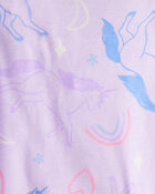Baby Girl Unicorn Print Snug Fit Cotton 4-Piece Pajamas, image 3 of 4 slides