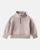 Baby Girl 2-Piece DayDream Fleece Quarter-Zip Pullover Sweatshirt & Joggers Set - Brown, image 2 of 6 slides
