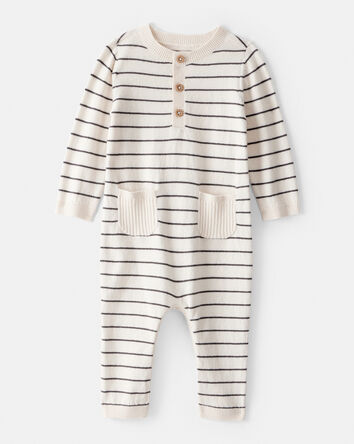 Baby Boy Striped Cotton Long-Sleeve Jumpsuit, 
