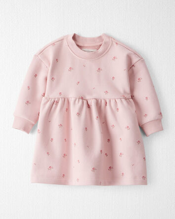 Baby Girl French Terry Dress Made with Organic Cotton in Blush Petals Print, 
