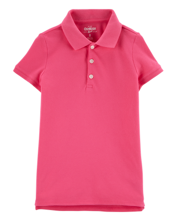 Girls Stretch Pique Uniform Polo - Pink, 