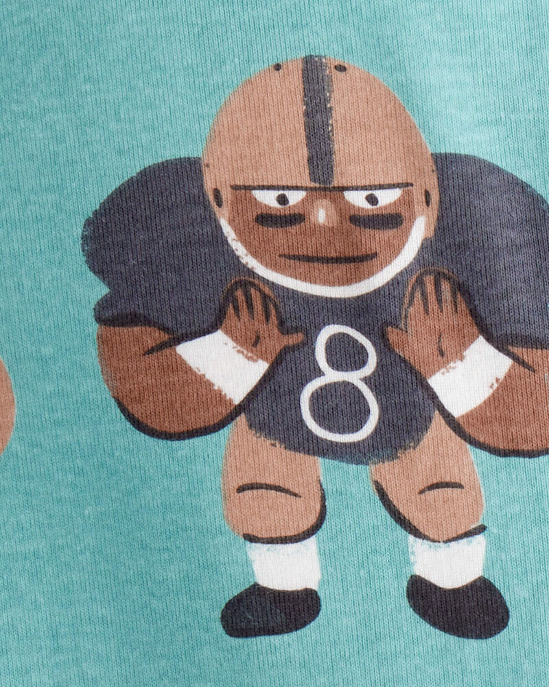 Toddler Boy Football 100% Cotton Long-Sleeve 1-Piece Pajamas - Green, image 2 of 3 slides