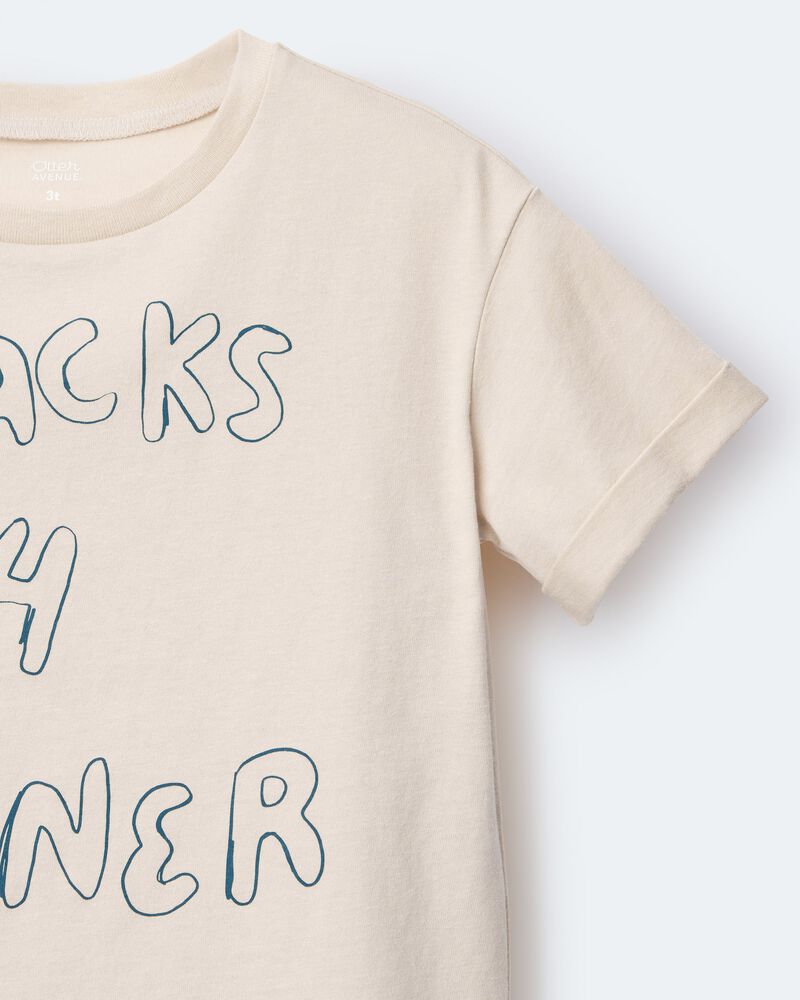 Toddler 'Snacks 4 Dinner' Short-Sleeve Graphic Tee - Khaki, image 7 of 7 slides