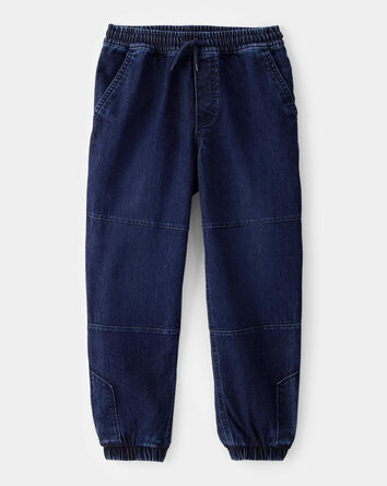 Boys Tapered Iconic Denim Drawstring Joggers - Indigo Wash, 