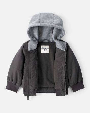 Baby Boy Long-Sleeve Midweight Quilted Bomber Jacket - Black, 