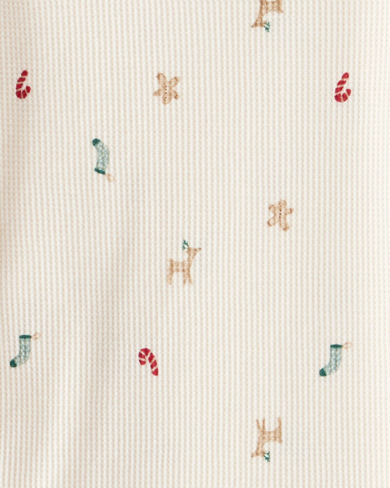 Kid Christmas Cotton Snug Fit 4-Piece Pajamas - Red/White, image 3 of 6 slides