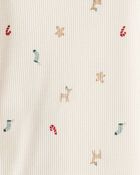 Kid Christmas Cotton Snug Fit 4-Piece Pajamas - Red/White, image 3 of 6 slides