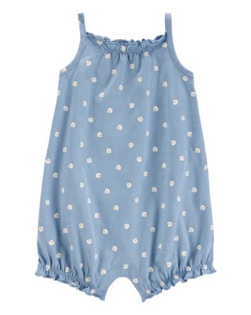 Baby Girl Shell Cotton Romper - Blue, 