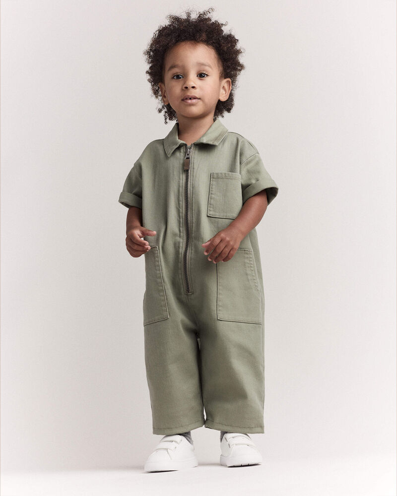 Toddler Day Out&trade; Cropped Jumpsuit - Olive, image 1 of 7 slides