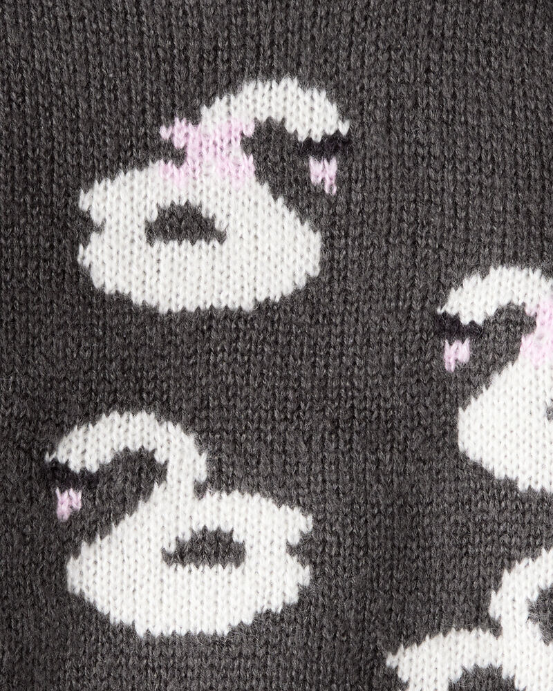 Baby Girl Swan Sweater - Black, image 2 of 3 slides