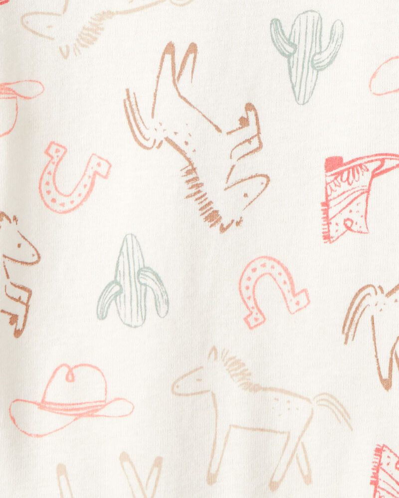 Baby Girl 5-Pack Cowgirl Print Cotton Multipack Bodysuits - White/Blue/Pink, image 2 of 7 slides