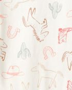 Baby Girl 5-Pack Cowgirl Print Cotton Multipack Bodysuits - White/Blue/Pink, image 2 of 7 slides