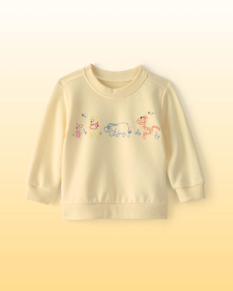Baby Disney&copy; Winnie the Pooh Embroidered French Terry Pullover Sweatshirt - Yellow, image 1 of 7 slides