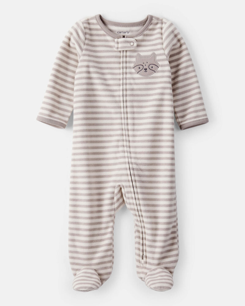 Baby Boy Fox Striped Loose Fit Long-Sleeve Sleep & Play Pajamas - Brown, image 1 of 5 slides