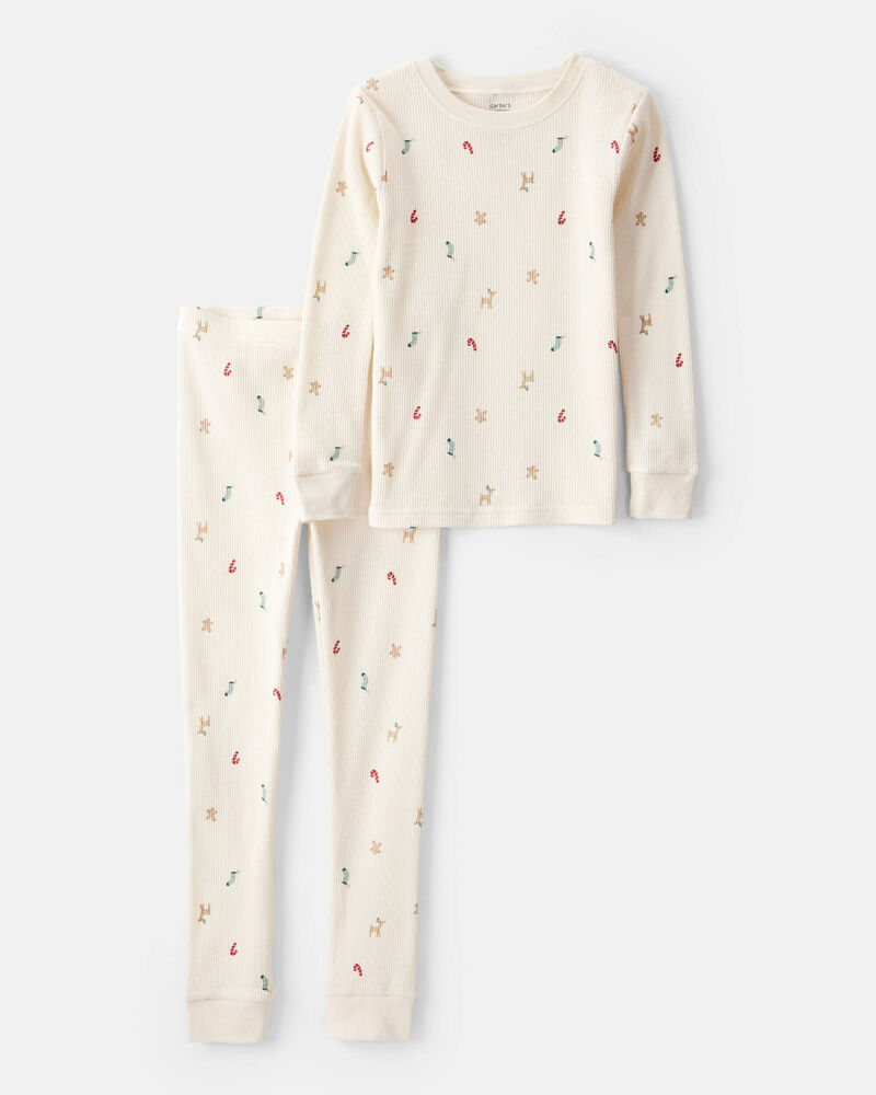 Kid Christmas Cotton Snug Fit 4-Piece Pajamas - Red/White, image 2 of 6 slides