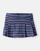 Baby Girl Plaid Print Knit Skort - Navy/Blue, image 1 of 4 slides