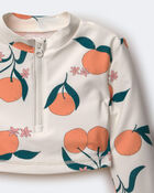 Toddler Girl Half-Zip Long-Sleeve Rashguard Set in Clementine Grove Print - Cream, image 6 of 6 slides
