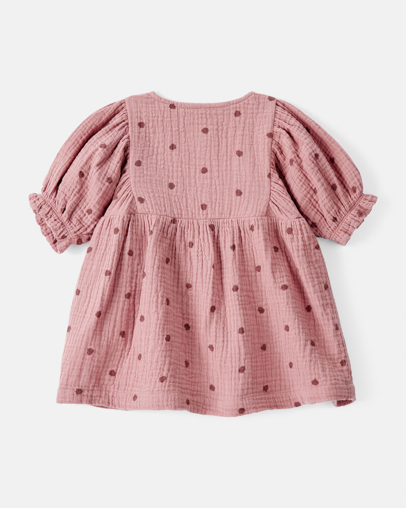 Baby Girl 2-Piece Acorn Print Short-Sleeve Dress Set - Pink, image 2 of 6 slides