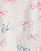 Baby Girl 3-Piece Bow Heart Print Long-Sleeve Dress Set - Ivory/Pink, image 5 of 6 slides