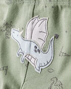Baby Boy Dragon Print Cotton Long-Sleeve Bodysuit & Pant Set - Green/White, image 2 of 6 slides