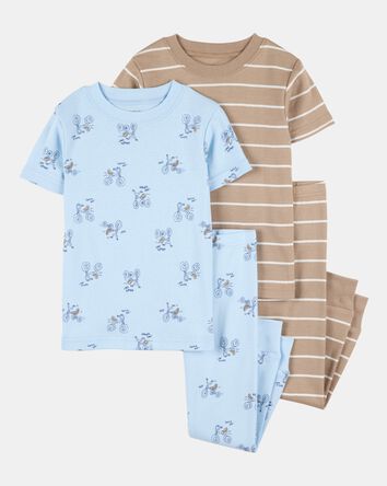 Toddler Boy 4-Piece Snacks Cotton Pajamas, 