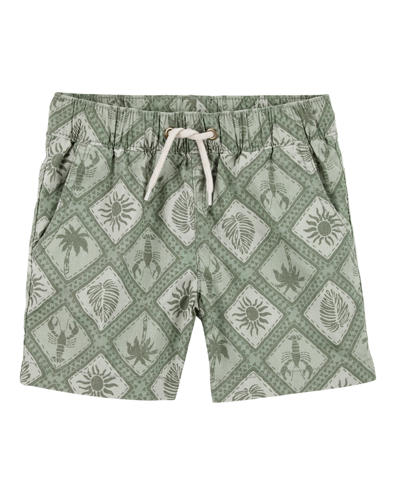 Baby Tile Print Drawstring Shorts - Green, image 1 of 4 slides