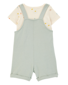 Baby Boy 2-Piece Tee & Bunny Shortall Set - Green, image 2 of 6 slides