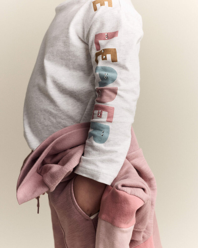 Toddler 'The Leader' Long-Sleeve Relaxed Graphic Tee - Light Heather Grey, image 3 of 6 slides