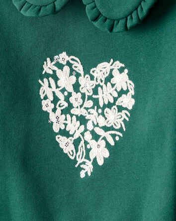 Toddler Girl Heart Long-Sleeve Pullover Sweatshirt - Green, 