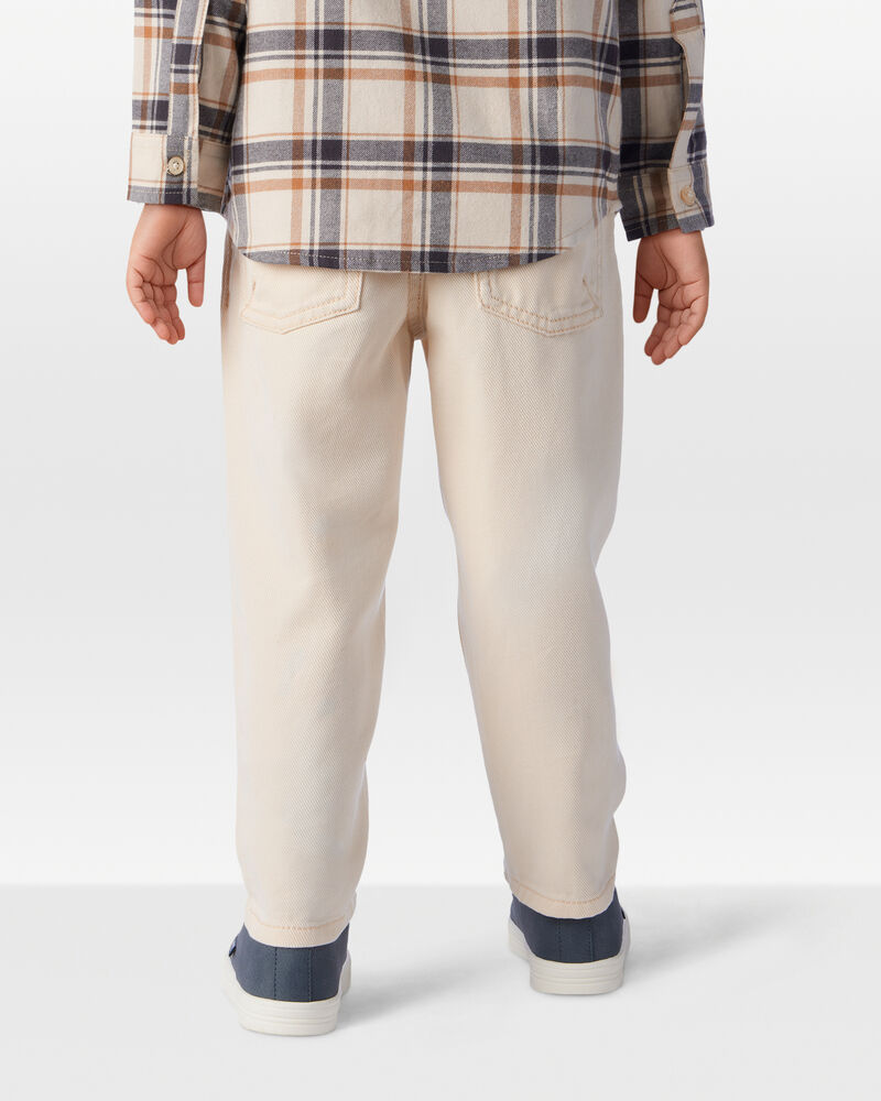 Toddler Boy  Tapered Twill Pants - Cream, image 4 of 6 slides