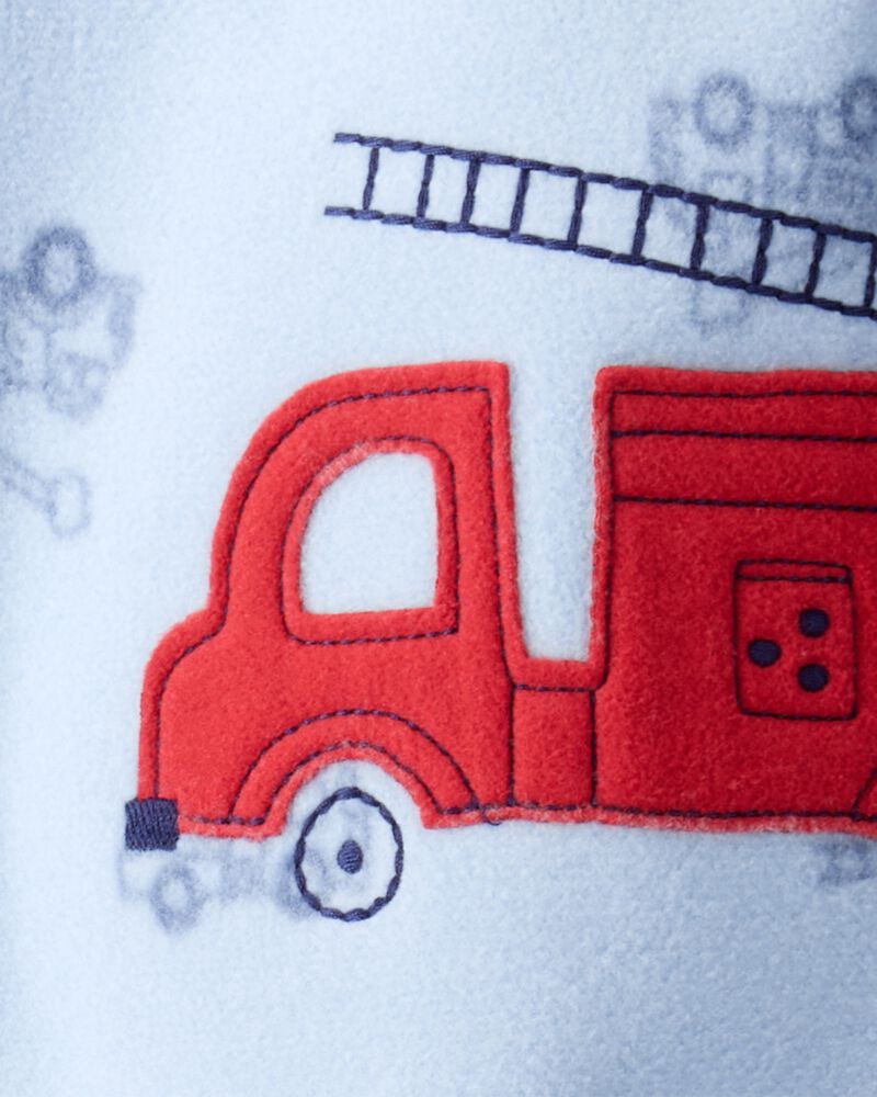 Toddler Boy Firetruck Loose Fit Long-Sleeve Pajamas - Blue, image 3 of 4 slides