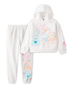 Girls 2-Piece Care Bears Pullover Hoodie & Active Pants Set - White, image 1 of 9 slides