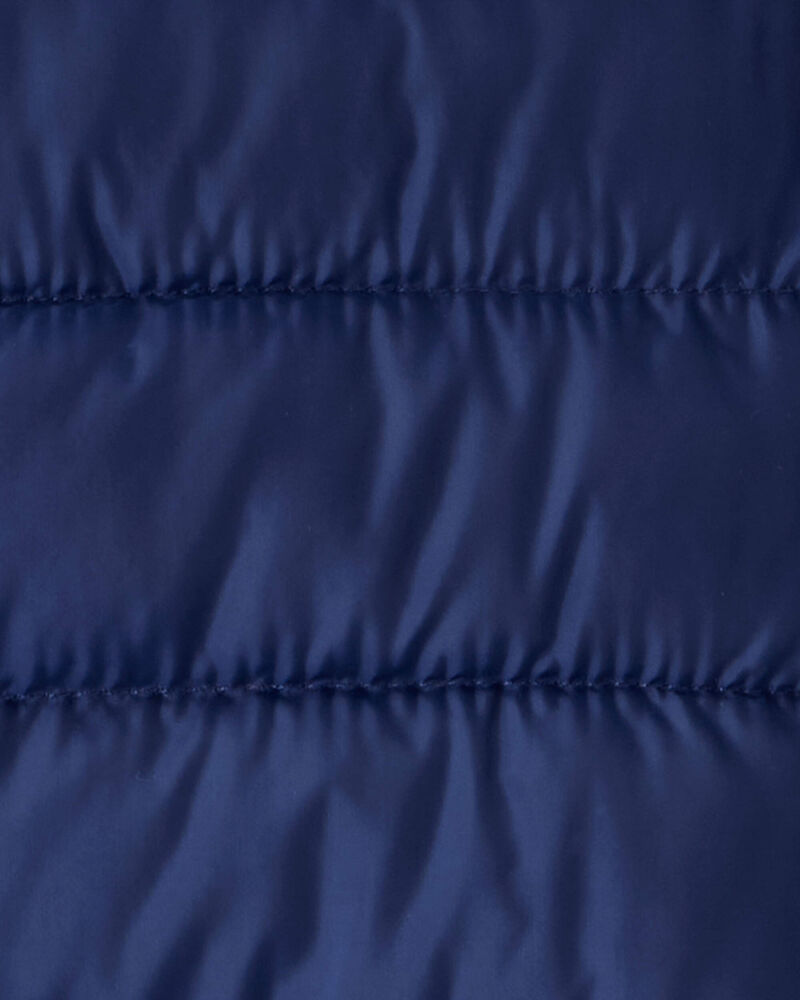 Baby Packable Hooded Puffer Jacket - Navy Blue, image 5 of 5 slides