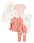 Baby 6-Piece Top, Bodysuits, Pants & Cardigan Set, image 1 of 5 slides