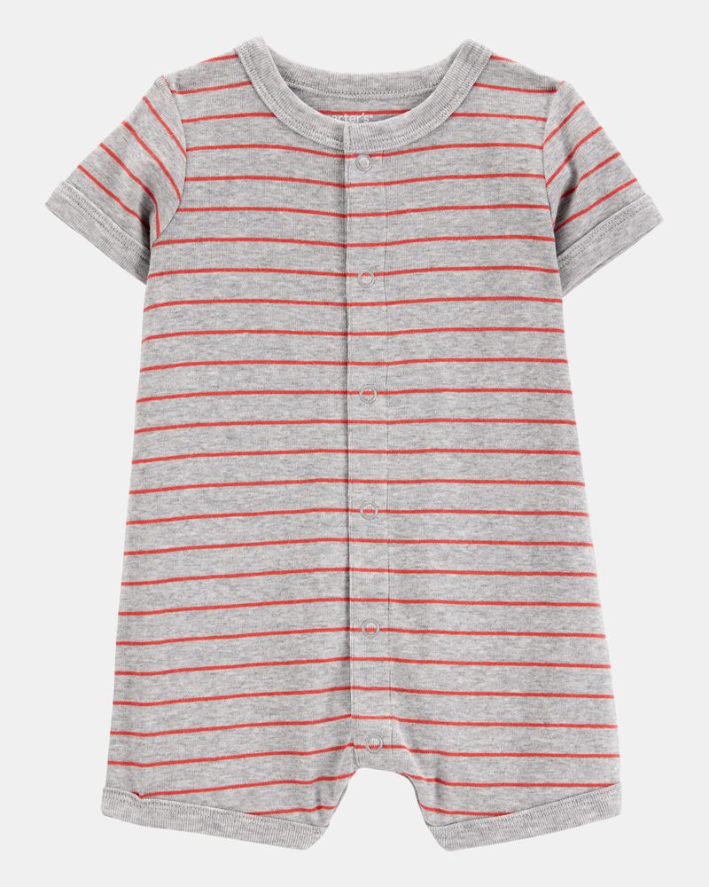Baby Boy Crab Striped Cotton Blend Short-Sleeve Romper, image 1 of 4 slides