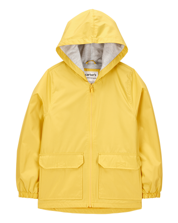 Boys Hooded Rain Jacket - Yellow, 