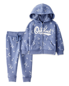 Baby Girl 2-Piece DayDream Fleece Heart Fleece Jacket & Joggers Set - Blue, image 1 of 7 slides