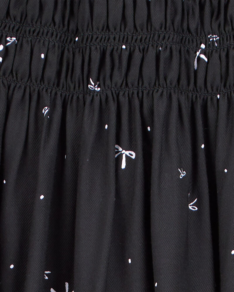 Kid 2-Piece Pointelle Tee & Bow Print Maxi Skirt Set - Black/White, image 4 of 5 slides