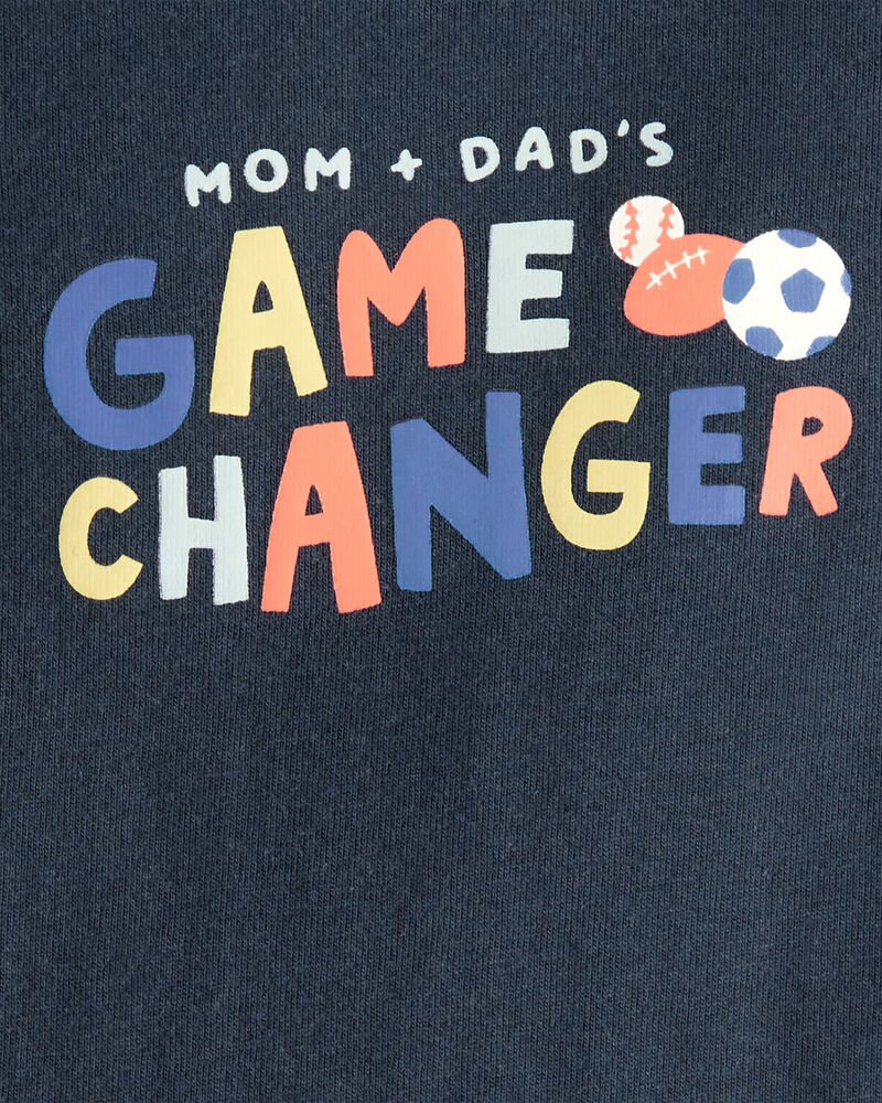 Baby Boy Cotton Long-Sleeve Graphic Bodysuit - Navy Blue, image 2 of 3 slides