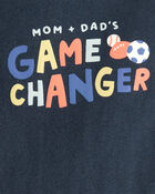 Baby Boy Cotton Long-Sleeve Graphic Bodysuit - Navy Blue, image 2 of 3 slides