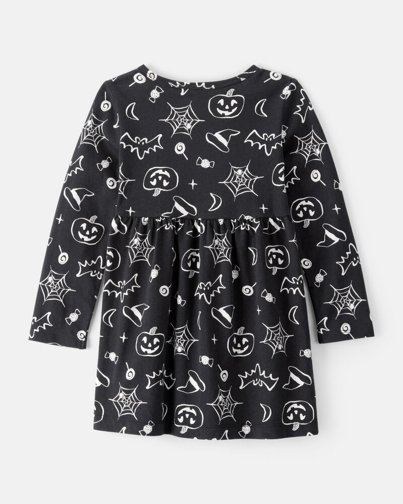 Toddler Halloween Spooky Print Dress - Black, image 2 of 4 slides